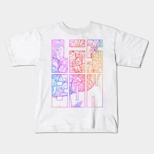 Lisbon, Portugal City Map Typography - Colorful Kids T-Shirt